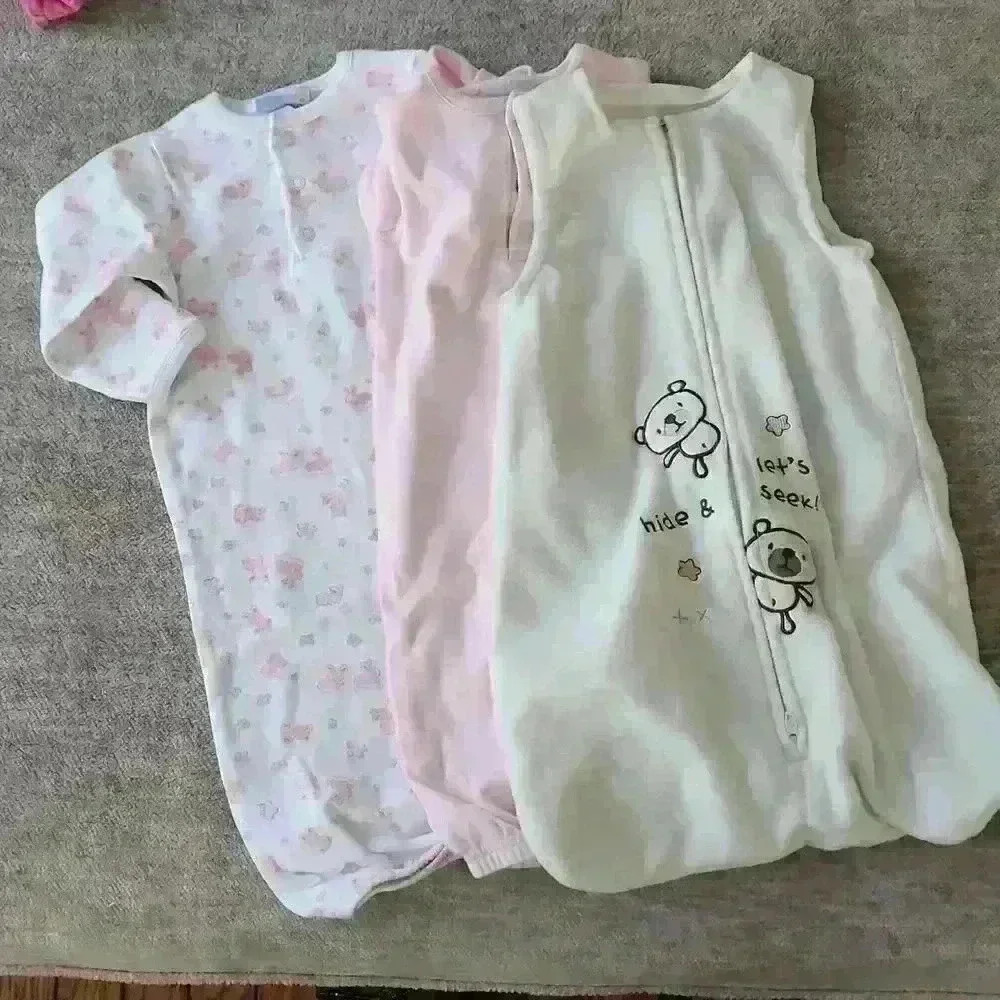 💥3 bundle💥 sleep swaddle sac white,  cream and pink bunnies US 0-3mo